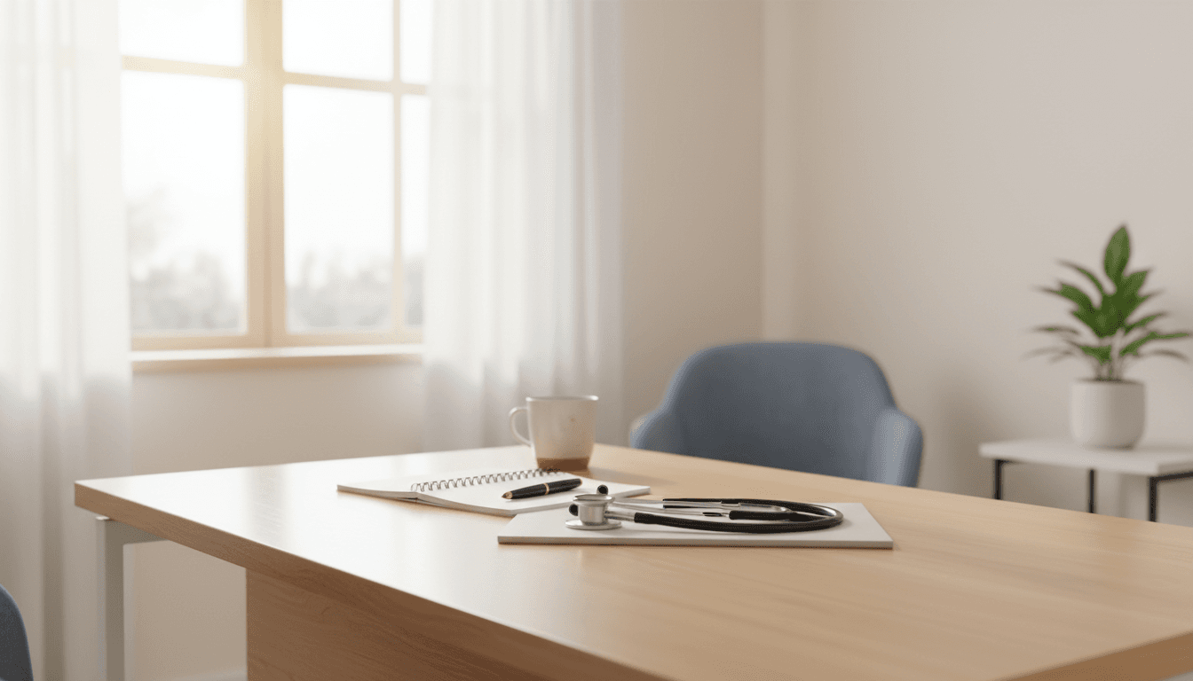 Consulta médica em consultório moderno e tranquilo